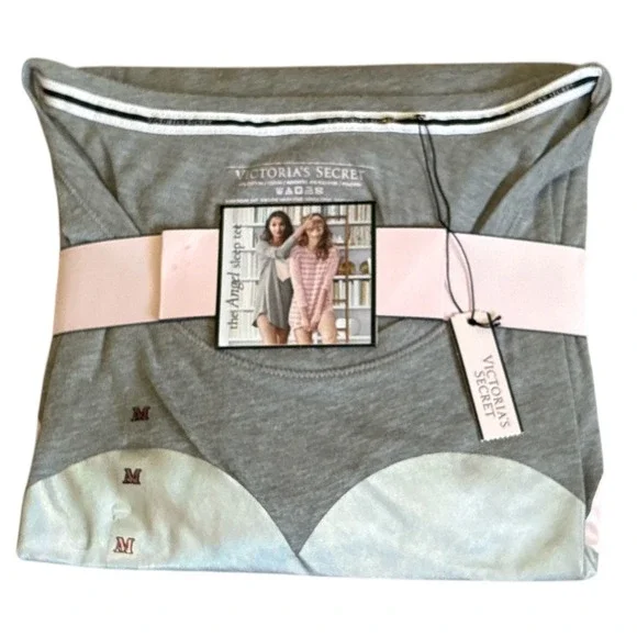 Victoria's Secret Long Sleeve The Angel Sleep Tee, Medium, Gray/Pink/Silver, NWT - Picture 2 of 5
